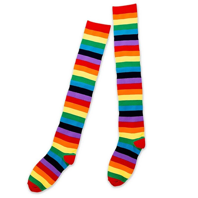 Kniehohe Regenbogens ocken Oberschenkel hoch gestreifte Knies trümpfe Regenbogen gestreifte Socken Strümpfe für Weihnachten Cosplay Kostüm party