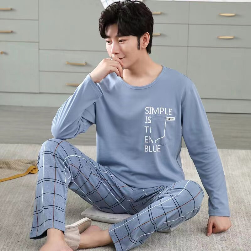SUO&CHAO 2023 New Pajamas Sets For Men's Long Sleeve Round Neck Tops And Pants Print Pyjamas Nightgown Sleepwear Homewear