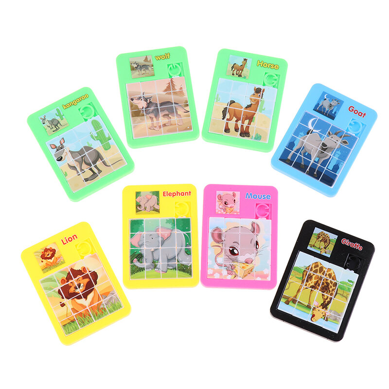 1 buah mainan edukasi teka-teki geser jalan Huarong kartun mainan edukasi Desktop Jigsaw Puzzle mainan Montessori mainan anak