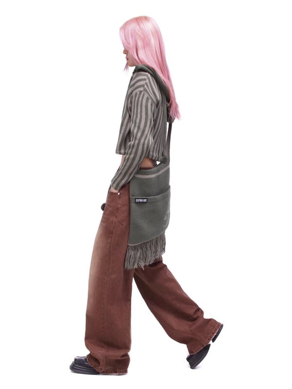 REDDACHiC-Vaqueros holgados Retro para mujer, pantalones deshilachados de cintura baja, pierna ancha deshilachada, ropa de calle Grunge Y2k