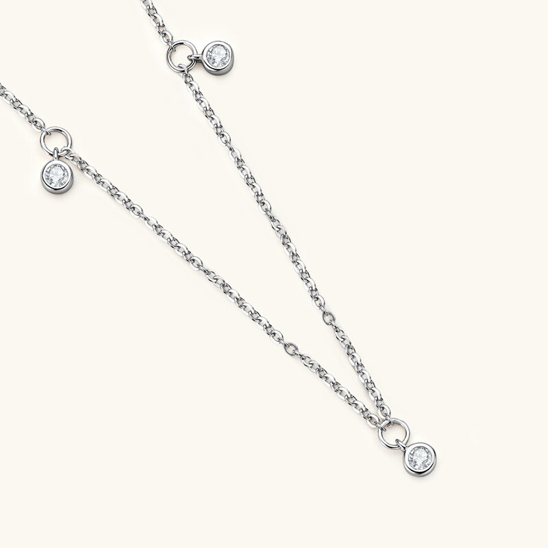 IOGOU – collier rond en argent Sterling 925 pour femmes et filles, taille 2.5mm (0,06ct), couleur D, Moissanite, cadeau avec chaîne de 16 + 2 pouces
