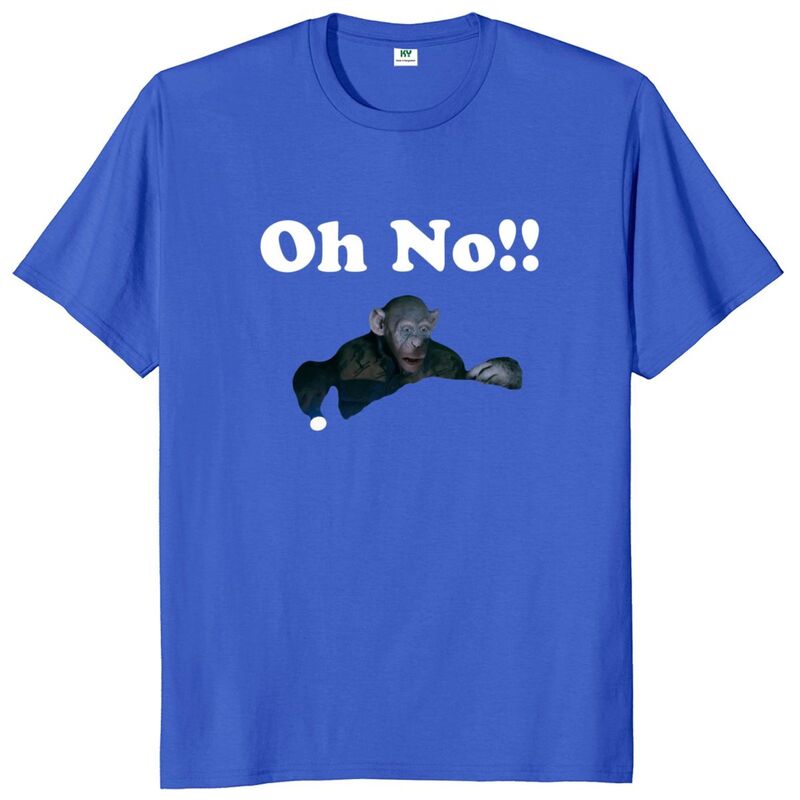 Unisex O-decote camiseta de manga curta, 100% algodão, macio, engraçado Meme Tendência, gráfico Y2k, tamanho UE, Oh No Monkey