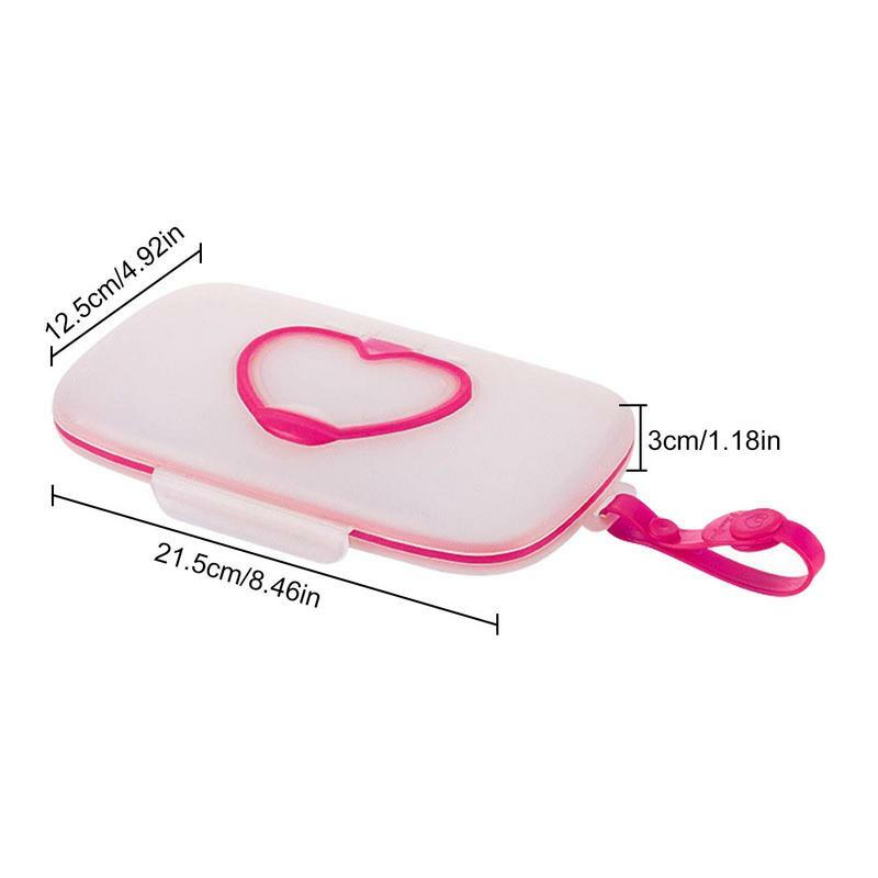 Small Wet Wipes Case Wet Wipes Dispenser Reusable Wipes Dispenser Handle Design Dust-Proof With Heart Shape Opening For Tissues