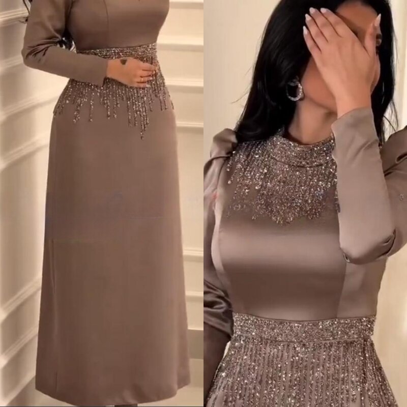 Oisslec-Robe de RhA-Line en satin perlé pour femmes, mode complexe, Dubaï, luxe, occasion formelle