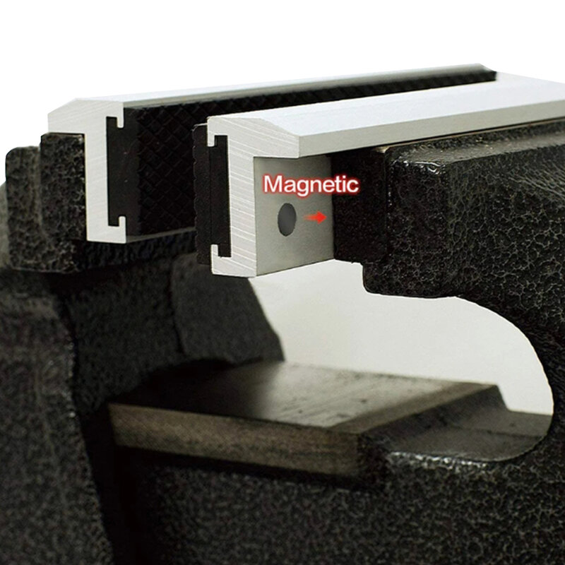 Bench Vise penutup pelindung 5 inci 150mm, Strip magnetik kuat penjepit catok bangku antiselip karet paduan Aluminium