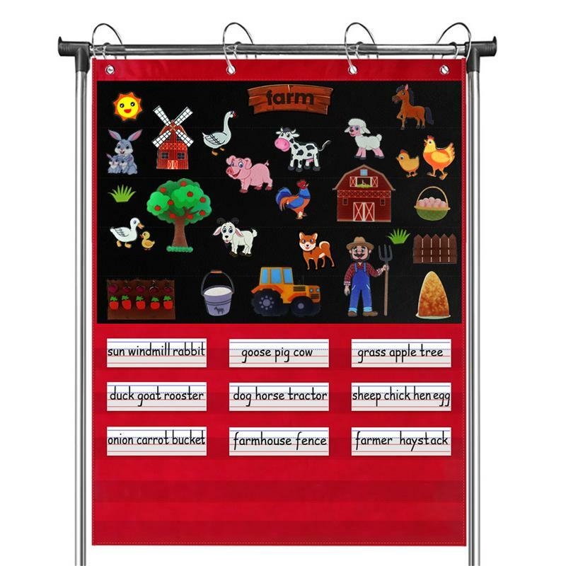 Standard Pocket Chart Kindergarten Pocket Chart With 5 Clear Pockets And Felt Board Classroom Pocket Chart For Story Telling