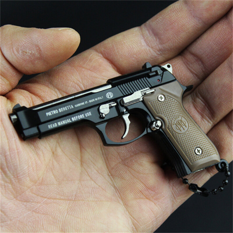 1:3 multi tipe, gantungan kunci mainan Anti stres, Pistol logam, Model miniatur Bereta 92F Colt 1911 Glock 17 hadiah ulang tahun