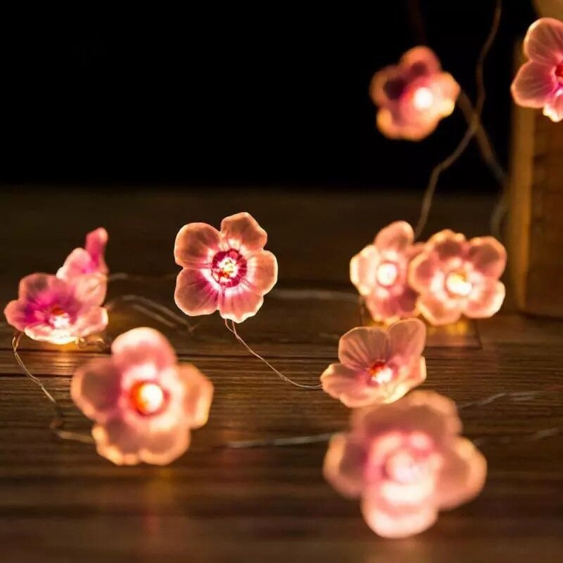 Guirxiété lumineuse fleur rose, 3m, 30LED, sans fleur dégradée, lampes à piles 62, guirxiété de Noël extérieure, décoration
