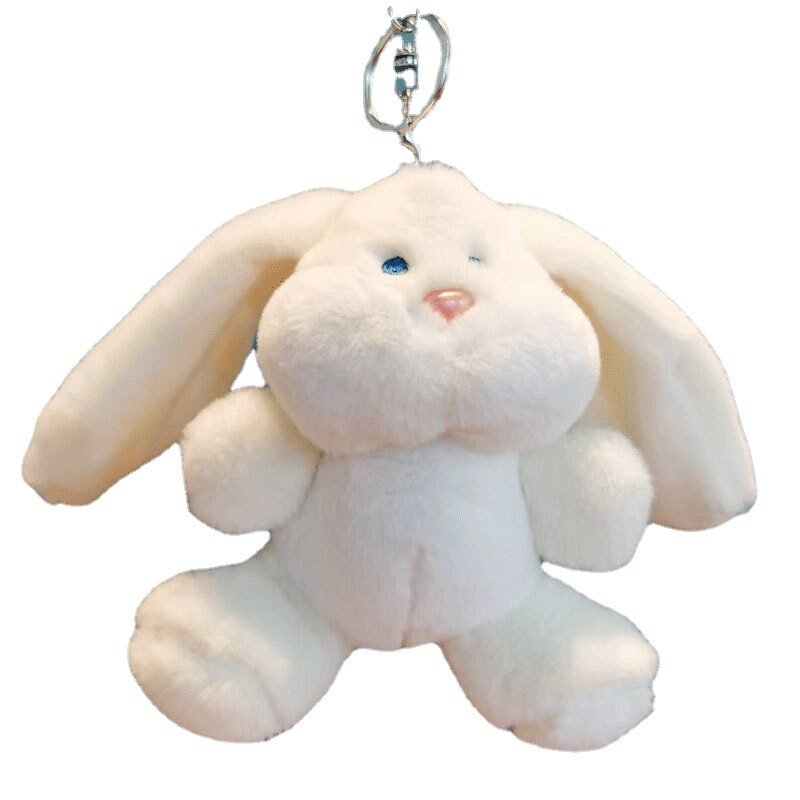 귀여운 플러시 통통한 토끼 키 체인, 만화 동물 인형 가방 참 커플 책가방 참 자동차 열쇠 고리 선물