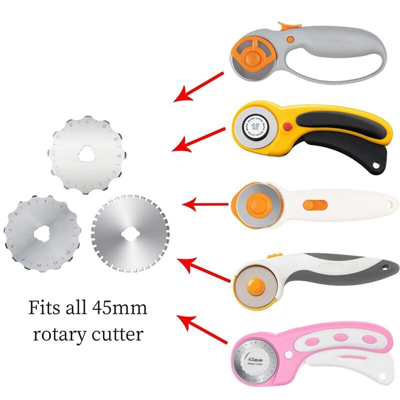 45Mm Crochet Edge Rotary Cutter Blades, Skip-Stitch Rotary Blades, Perforating Rotary Replacement Blade, Pack Of 6 Easy Install