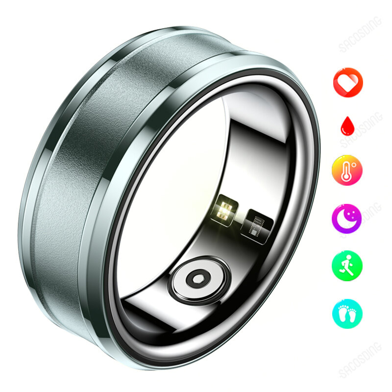 Умное кольцо для мужчин и женщин, умное фитнес-кольцо с измерением температуры тела, артериального давления, водонепроницаемое умное Спортивное кольцо с одометром, 3 АТМ, IP68