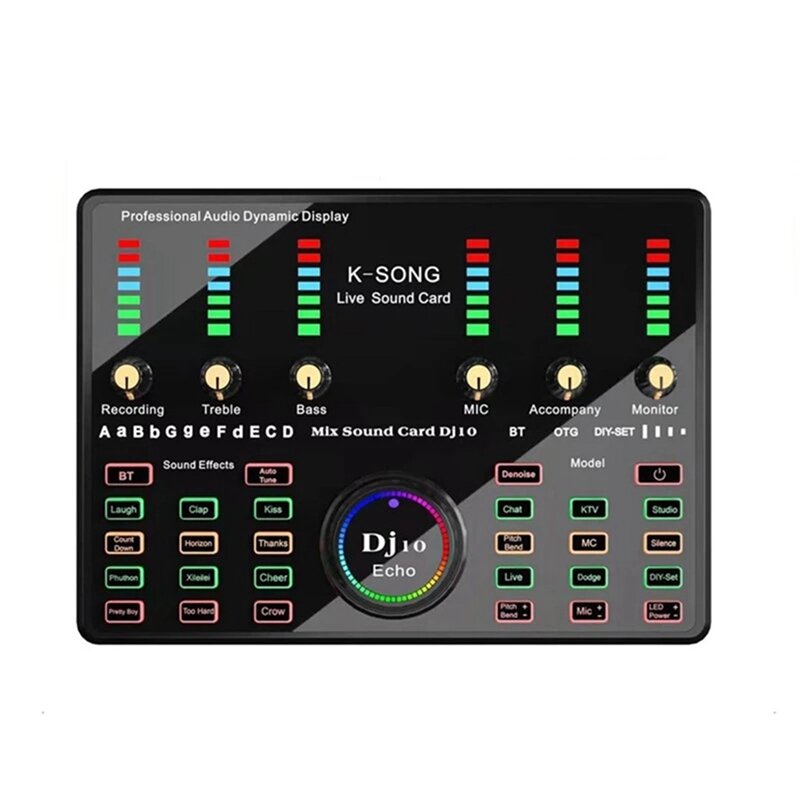 DJ 10 tarjeta de sonido PARA Karaoke, grabación de Podcast, transmisión en vivo, núcleo de Control de ruido mixto, Bluetooth inalámbrico