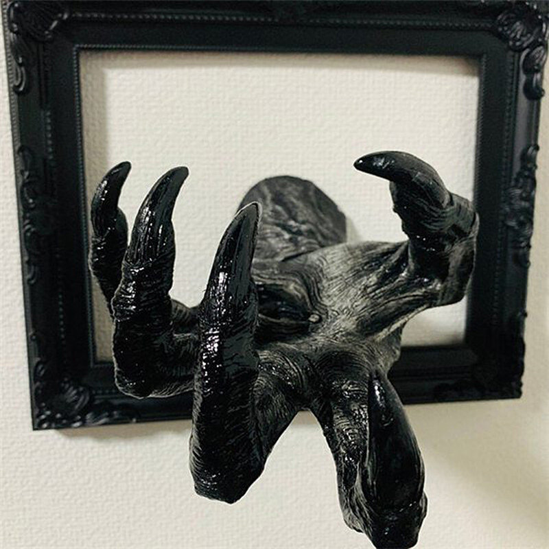 Colgante de pared de la mano de la bruja, estatua de manos de simulación montada en la pared, arte de resina decorativo 3D, escultura de mano abierta, decoración del hogar