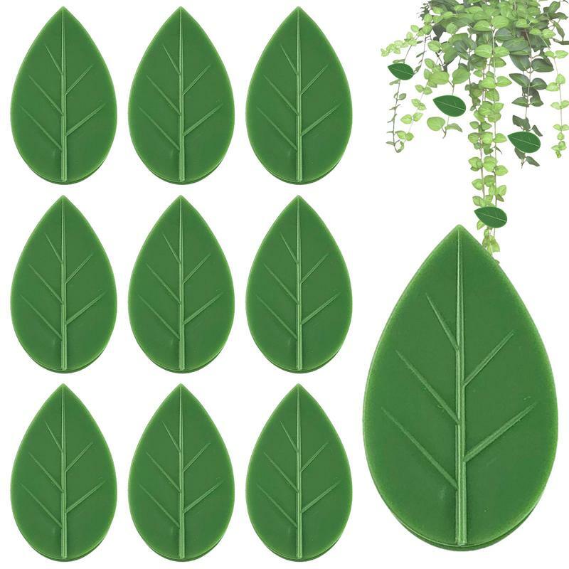 Vines Support Clips 10PCS Invisible Self-Adhesive Wall Vines Clips Green Vines Clip for Gardens Yards Stores Leaf Shape Clip for