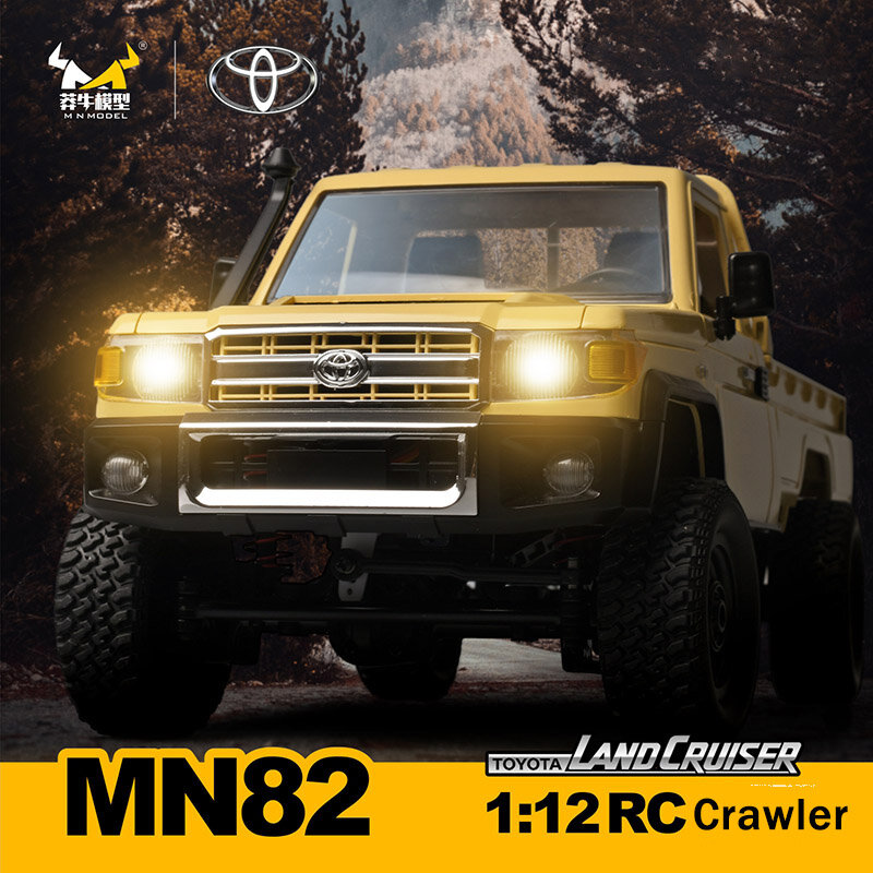Coche todoterreno teledirigido MN82 RC Crawler 1:12, camión de recogida a escala completa, 2,4G, 4WD, faros controlables, vehículo de Control remoto, modelo de juguete para niños