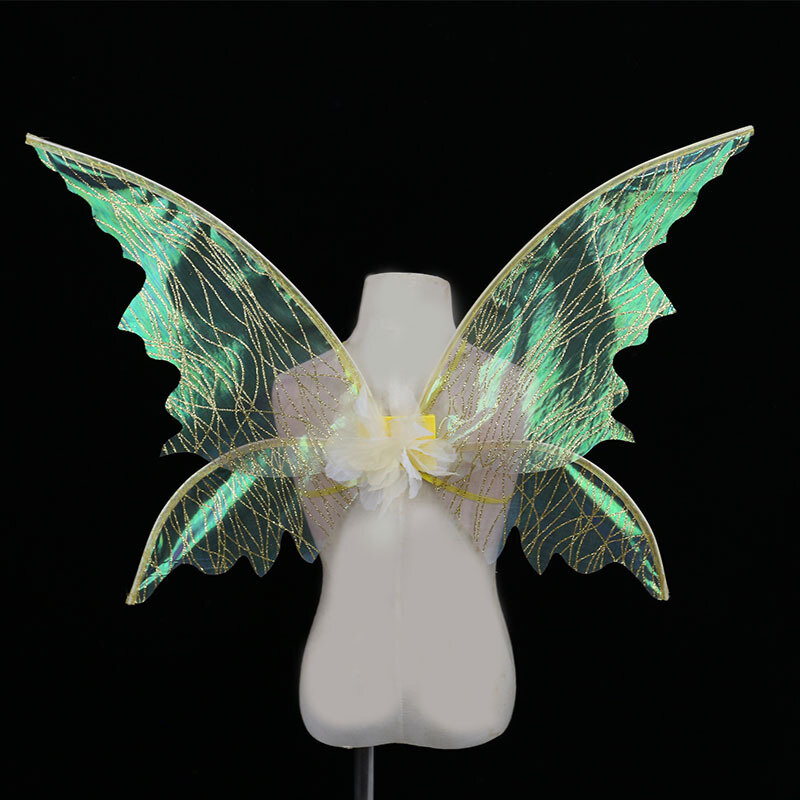 Iridescente glitter asas de anjo elf cosplay borboleta asas de fadas halloween festa de natal adereços mostra asas de borboleta cosplay