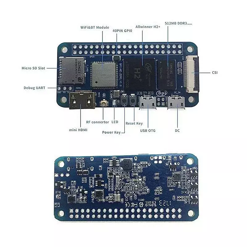 Banana Pi M2 Zero BPI-M2 Zero Alliwnner H3 Cortex-A7 WIFI y BT del mismo tamaño que Raspberry Pi Zero 2 W, fuente de alimentación con funda opcional