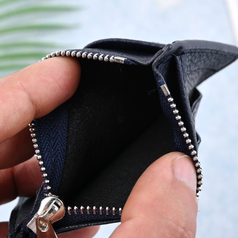Mini Business Zipper Card Bag for Men, ID Bank Purse, Organizador de Crédito, Portátil, Pequeno, Ultra Fino, Curto