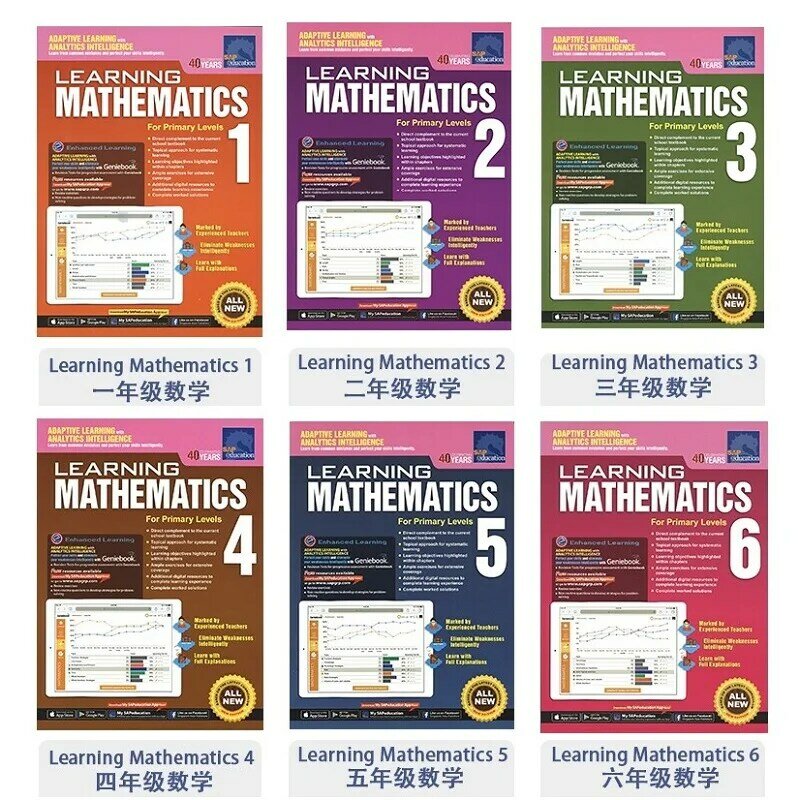 6 sztuk/zestaw Sap nauka matematyka książka klasa 1-6 dzieci uczą się matematyki książki singapur szkoła podstawowa matematyka podręcznik