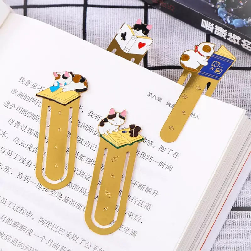 แมวน่ารักบุ๊คมาร์คโลหะคลิปหนังสือ Kawaii แมวหน้ากระดาษผู้ถือญี่ปุ่นเครื่องเขียนอ่านเครื่องมืออุปกรณ์สำนักงานโรงเรียน
