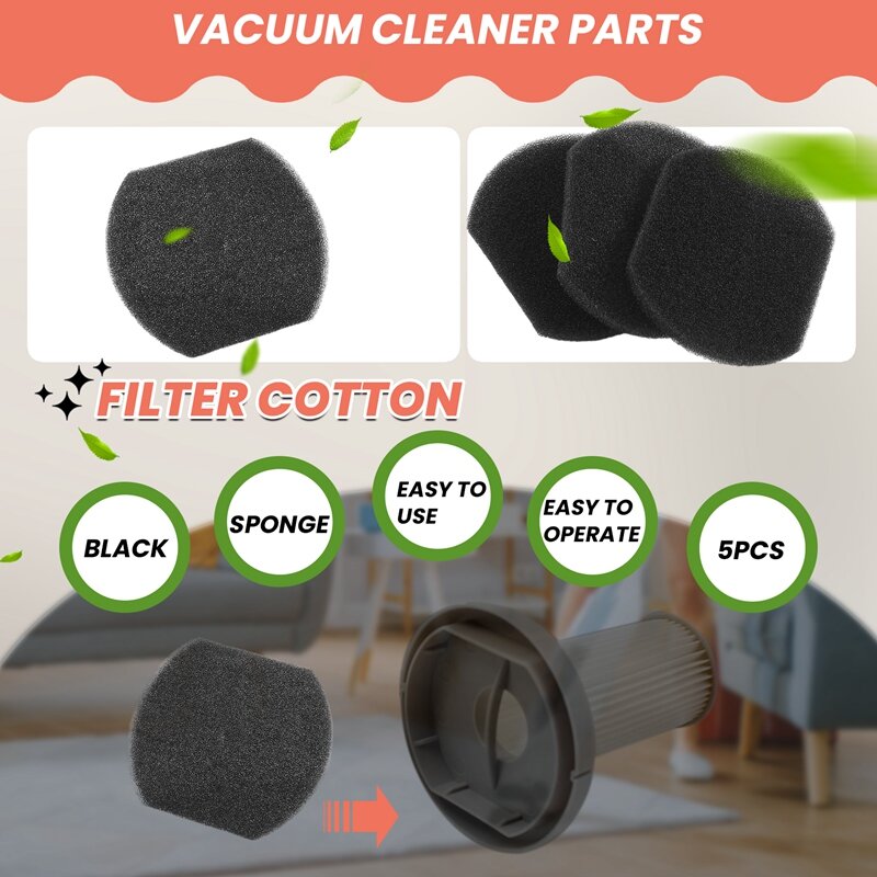 5Pcs Filter Cotton For Deerma Dx118c Dx128c Vacuum Cleaner Parts Effective Tool