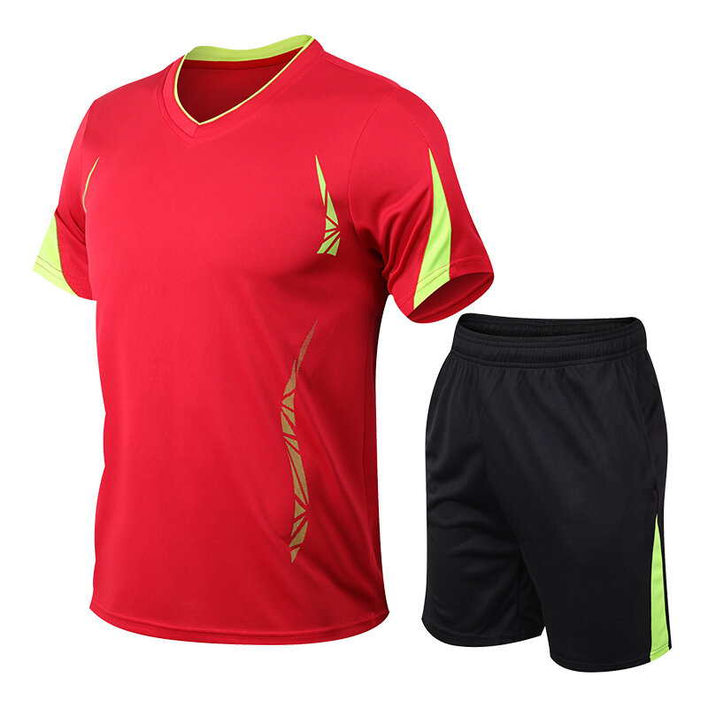 Męski letni strój sportowy T-shirt z krótkim rękawem + spodenki 2-częściowe zestawy Nowy męski szybkoschnący dres do biegania