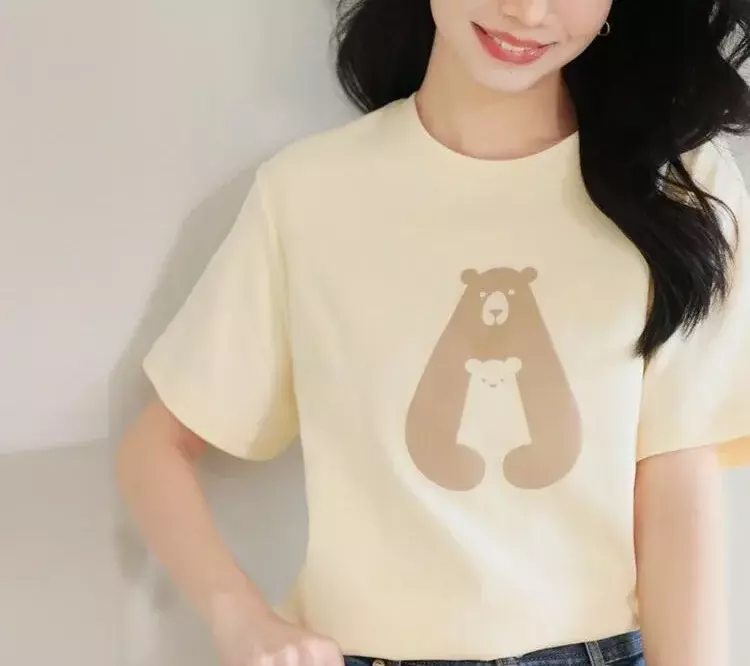 T-shirt manches courtes femme, estival et mignon, avec image géométrique imprimée, TH25
