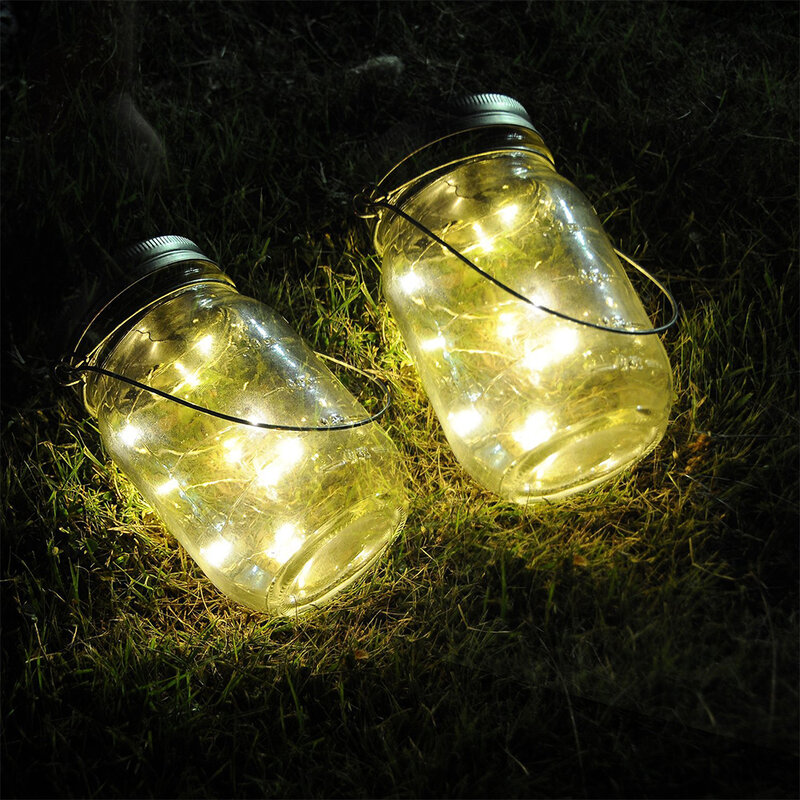 Decorazioni per il giardino di natale lampada a stringa di fata a LED con coperchio in barattolo di vetro ad energia solare