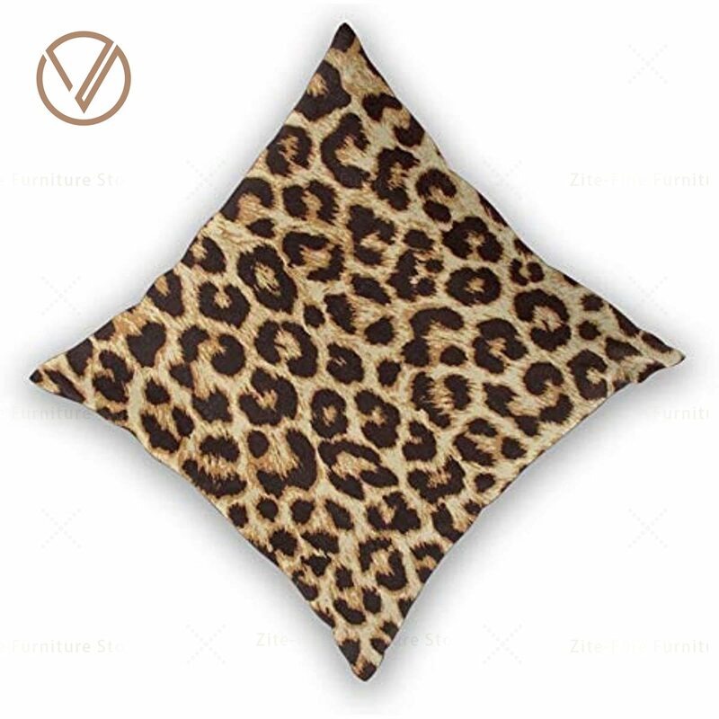 Taie d'oreiller imprimé léopard, lot de 2, housse de protection carrée avec fermeture à glissière