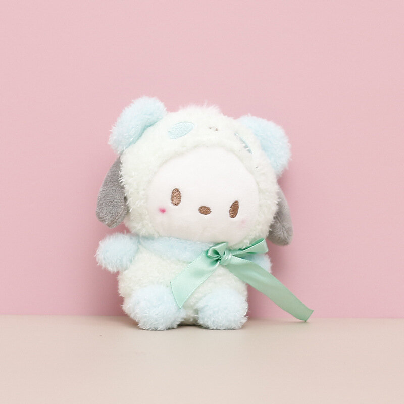 Kawaii Sanrio gantungan kunci boneka Kuromi Anime mewah gantungan kunci Hello Kitty Plushie Cinnamoroll liontin tas hadiah mainan untuk anak perempuan