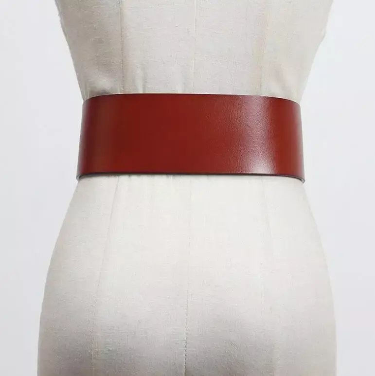 Wanita Runway Fashion kulit asli Cummerbunds gaun wanita korset sabuk pinggang dekorasi sabuk lebar untuk wanita