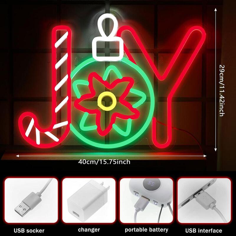 Santa Claus Neon Light Bells Christmas Tree LED Sign Lamp Decoration Night Lights For Home BAR Party Room Decor Children Gifts