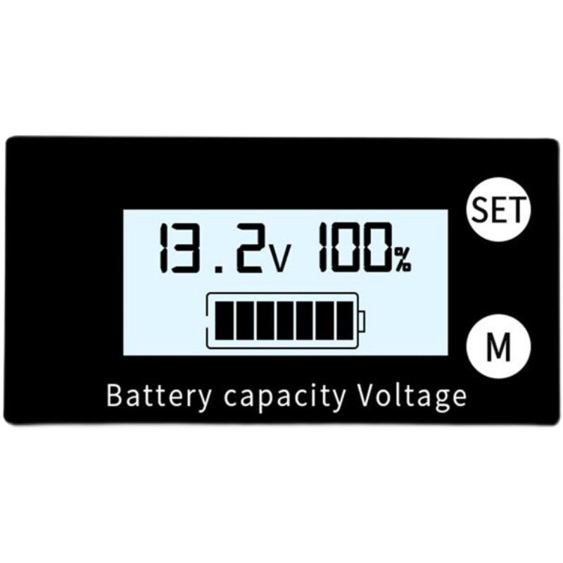 Voltmètre pour voiture et moto, indicateur de capacité de batterie, plomb-acide, lithium, alarme veFePO4, jauge de tension, DC 8V-100V, 12V, 24V, 48V, 72V