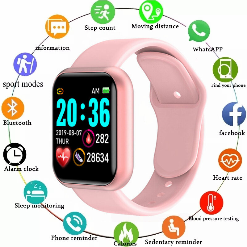 Relógio inteligente multifuncional para homens e mulheres, telefone conectado bluetooth, música, pulseira de esportes fitness, monitor de sono, smartwatch y68, d20