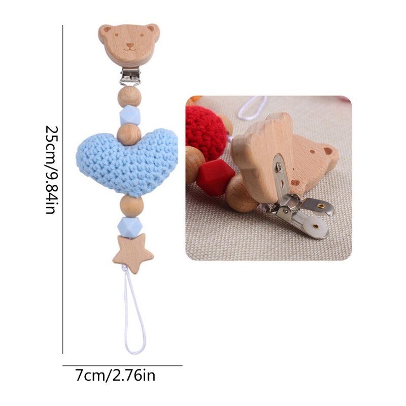 Safe & Smooth Wood Pacifier Chain Adjustment Chain Practical Pacifier Clip Gift