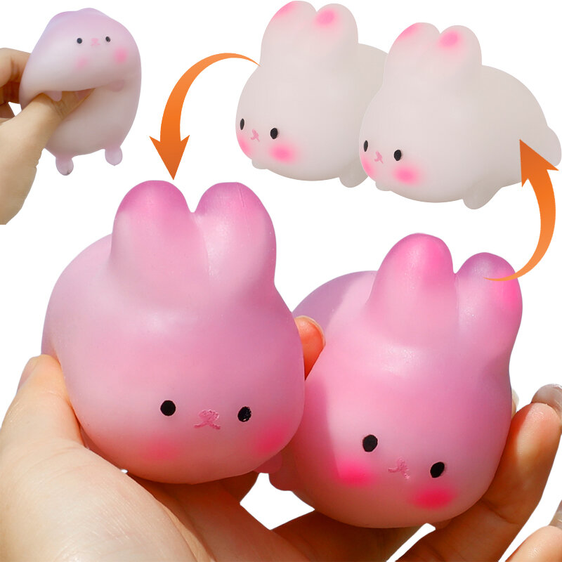 Neuheit Sonnenlicht Farbwechsel Kaninchen Spielzeug Kawaii Squeeze Spielzeug Geschenke für Kinder Erwachsene Stress abbau weiß bis rosa Kaninchen