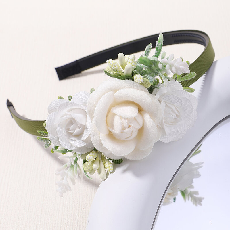 1pcs Bride Wedding Hairband Artificial Flower Crown Headband Hair Accessories Women Girls Sweet Floral Hair Hoop Party Headwear