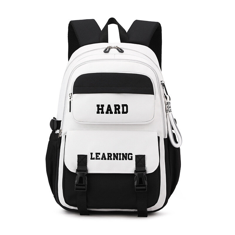 2024 middle school backpacks for teenage boys girls trend splicing printed couple backpack Large capacity nylon schoolbags book