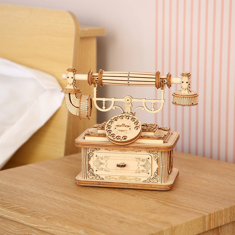 Пазл деревянный 3D для взрослых, 135 шт., креативный Деревянный Ретро-телефонометр, настольное украшение, украшение для гостиной, три размера