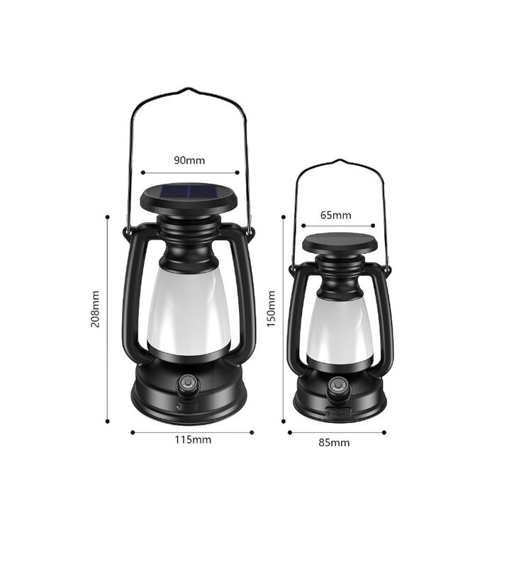 Portable Camping Lantern USB Rechargeable And Solar Energy Charging Hanging Tent Lamp Stepless Dimming of Cold and Warm Light