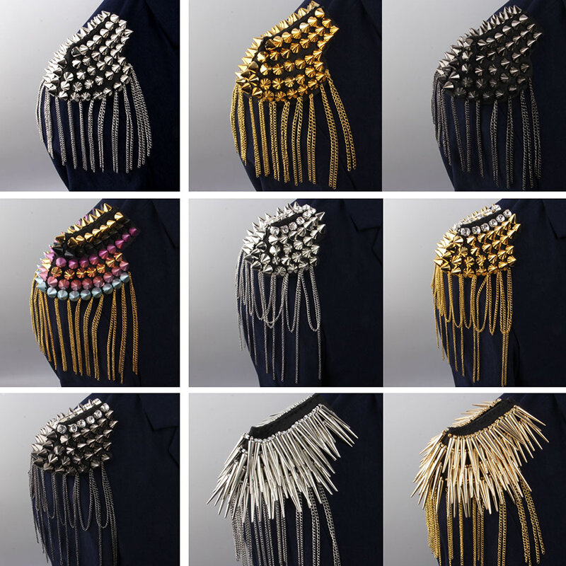 Broches de hombro de borla de diamantes de imitación hechos a mano, accesorios de ropa, decoración DIY
