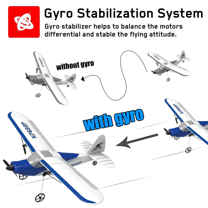 Pesawat RC untuk anak-anak, olahraga Cub S2 400m 2CH Warbird RC RTF dengan Xpilot Stabilizer satu tombol aerodinamis sayap tetap mainan luar ruangan