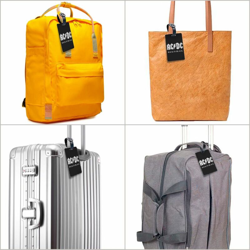 Etiqueta de equipaje de Metal pesado, cubierta de privacidad, etiqueta de identificación, Maleta de viaje, AC DC, negro