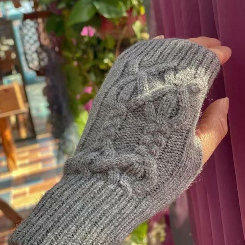 Scaldamuscoli da polso a coste guanti senza dita lavorati a maglia per le donne colore inverno caldo maglia all'uncinetto scaldamuscoli