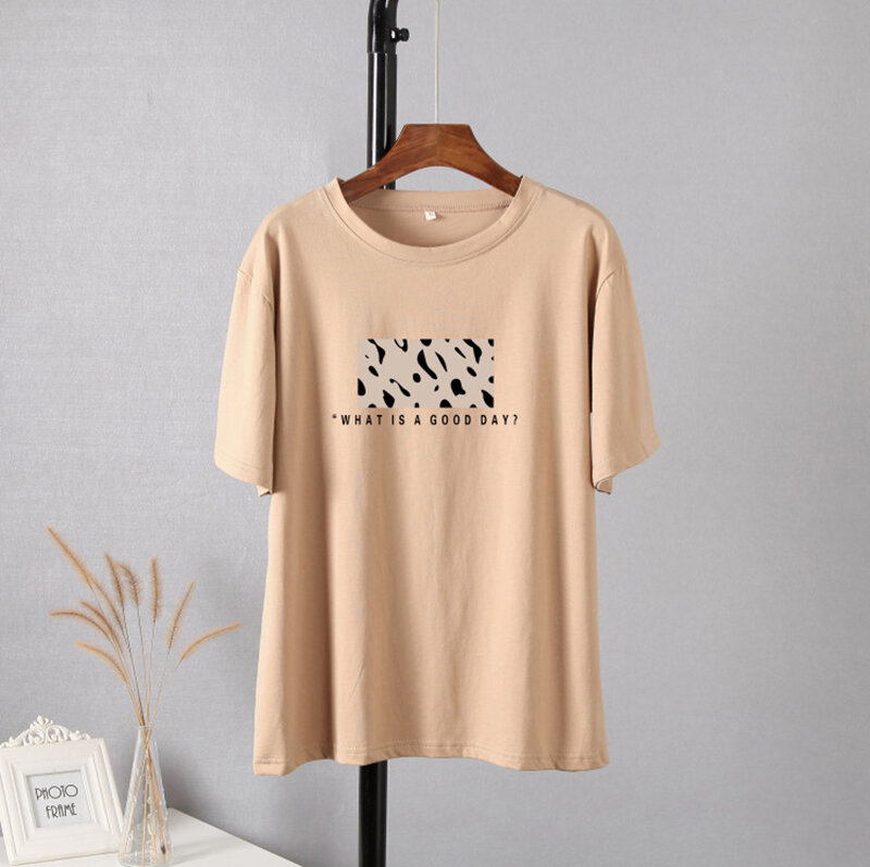 Kaus Motif Macan Tutul Hirsionsan Wanita 2023 Kaus Panas Musim Semi Musim Panas Atasan Wanita T-shirt Keren Harajuku Lengan Pendek Leher-o Kasual