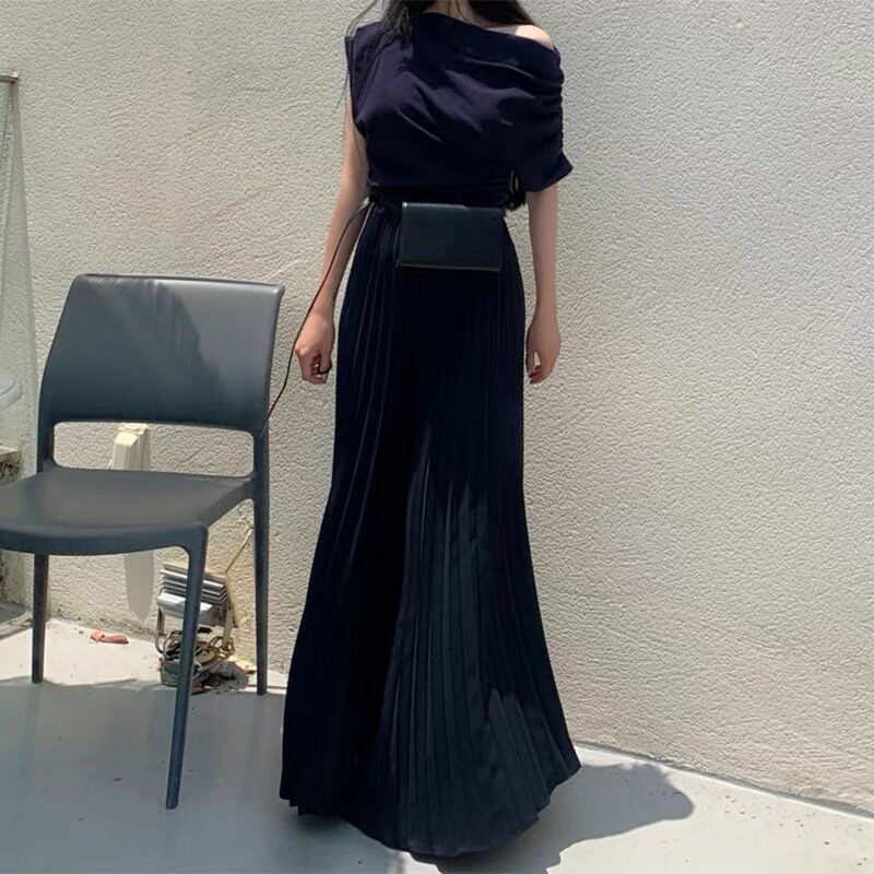 Instagram Spring New Niche Design with Pleated Feeling High Waist Slimming Effect Pleated Wide Leg Casual Pants for Women
