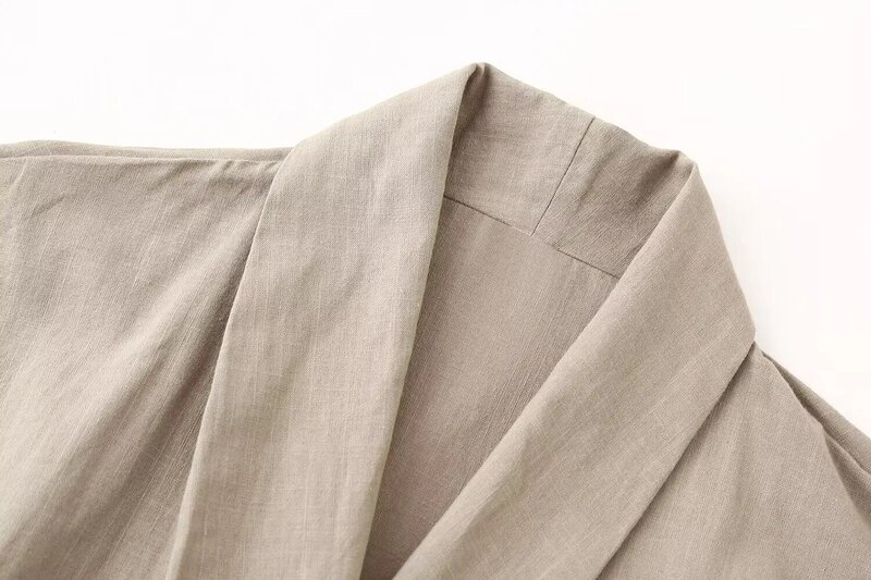 zestaw damski 2 sztuki2024 Moda Teksturowany dwurzędowy płaszcz kimono Damski + Teksturalne spodnie wędzidełko Garnitur damski