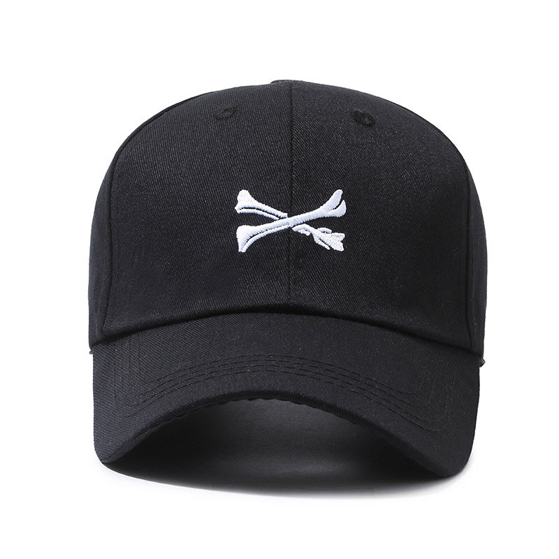 Topi bisbol katun desain bordir dasar uniseks, untuk pakaian kasual uniseks, dengan gesper logam yang dapat diatur