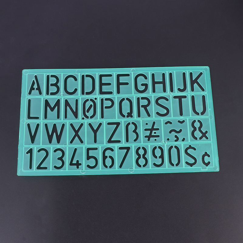 4 buah huruf stensil angka Template penggaris Hollow gambar alat grafiti untuk penyusunan pengukuran lukisan