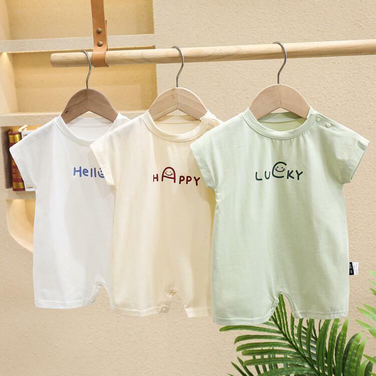 Jenny & Emily-body de manga corta de algodón para bebé, pelele liso con letras simples, fino, a la moda
